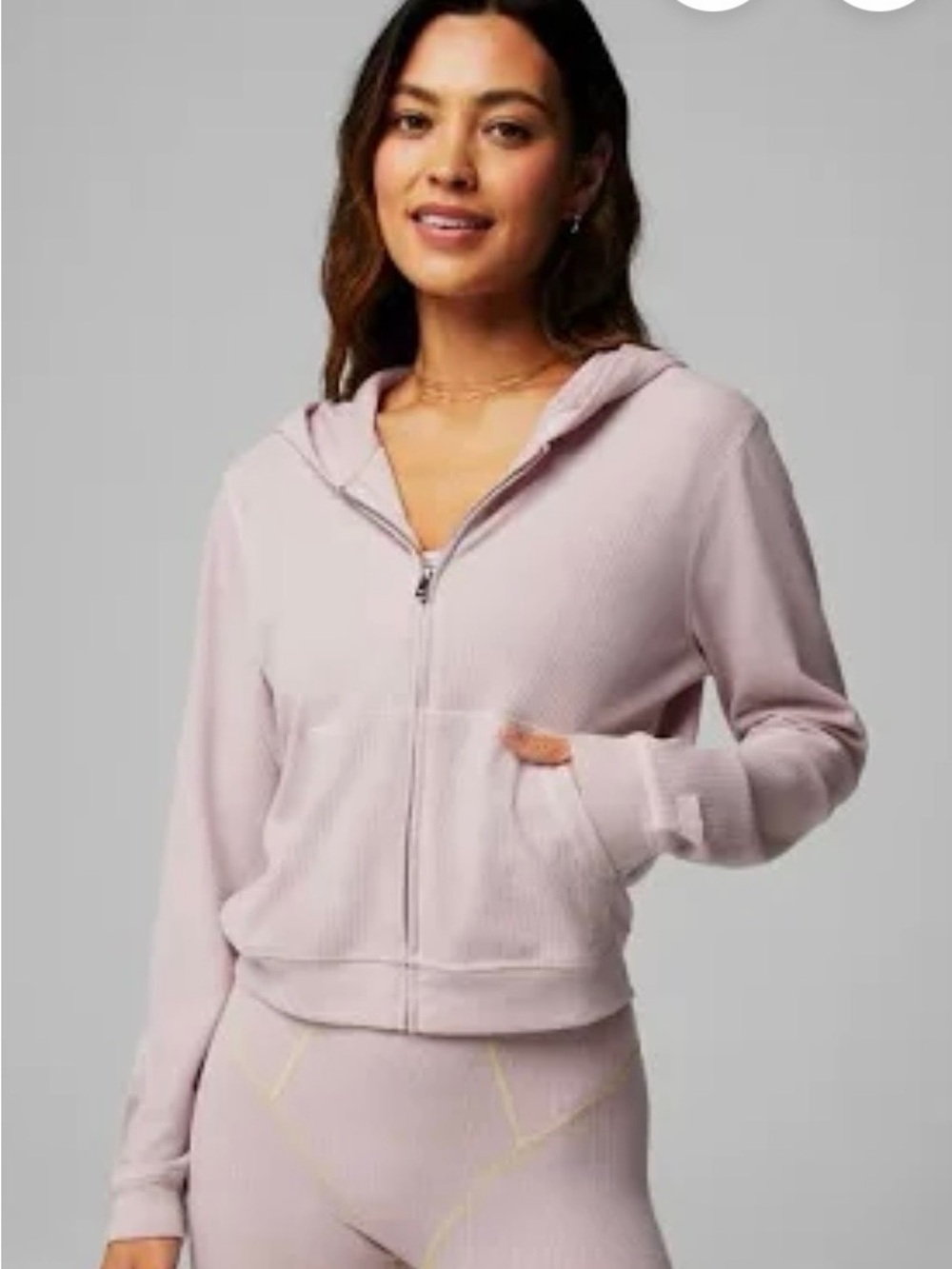 Light Pink/Women's Zip-Up waffle Hooded Top - Fabletics